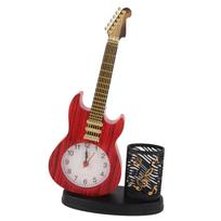 Vintažinis stalo laikrodis Gitara Formos Stabilus Pagrindas Maitinamas Baterijomis ABS Žadintuvas Su Pieštukų Laikikliu