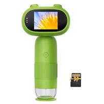 Nešiojamas skaitmeninis mikroskopas vaikams 500X/1000X didinimas 2,0 colių IPS ekranas 16 MP nuotrauka 1080P žalia