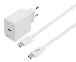 Sieninis įkroviklis DELTACO, 1X USB-C PD 20 W su USB-C laidu (1m),USBC-AC146, baltos sp.