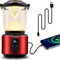 "Yonktoo" įkraunama stovyklavimo lempa, USB-C LED stovyklavimo lempa, baterija, 5 šviesos režimai, LCD ekranas ir aliuminio korpusas, 10400 mAh vandeniui atspari stovyklavimo lempa, skirta elektros energijos tiekimo sutrikimams, veikia iki 350 valandų