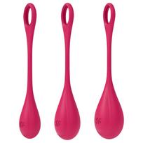 Satisfyer Yoni Power 1 - geišos kamuoliukų rinkinys - raudonas - 3 vnt