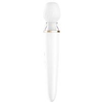 Satisfyer Double Wand-er - programėle valdomas masažinis vibratorius (baltas)