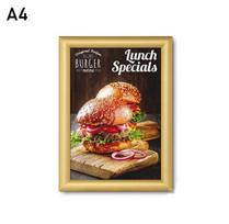 Pakabinamas informacinis rėmelis aukso spalvos atlenkiamais kraštais, A4 25mm
