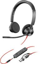 POLY Blackwire 3325 Stereo MS Teams Laidinės ausinės, 3.5mm jack, USB-C/A Adapter, Juoda
