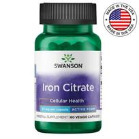 SWANSON Geležies citratas 25mg (60 kaps.)