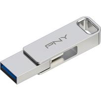 USB laikmena USB raktas – PNY – OTG USB 3.2 128GB – USB C ir USB A – sidabrinis metalas