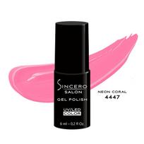 Gelinis nagų lakas "Sincero Salon", 6 ml, NEON CORAL, 4447