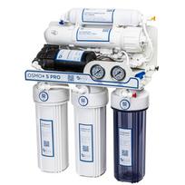 Atvirkštinio osmoso sistema RO5 Pro 100 GPD su siurbliu ir manometrais