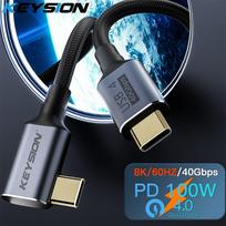KEYSION USB4.0 40Gbps duomenų kabelis USB C iki C tipo Thunderbolt 3 8K@60Hz duomenų kabelis PD 100W 5A greito įkrovimo laidas, skirtas Macbook Pro 1m juoda