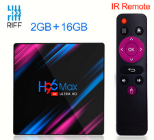 Riff H96 MAX RockChip RK3318 Quad-Core 64-bit Cortex-A53 Console 4K Ultra HD Android TV Box with Remote Control, Android 10 Smart TV, 2GB + 16GB, Black