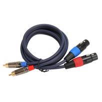 Dvigubas XLR-RCA kabelis, profesionalus, 24 karatų auksu padengtas, 2 XLR kištukai, 2 RCA kištukai, HiFi garso įranga 1m / 3.3ft