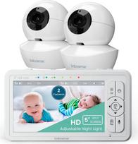 "Babysense Baby Monitor HD" 5 colių monitorius su 2 kameromis, vaizdo monitorius be "WiFi", naktinė šviesa, lopšinės, 300 m atstumas, dvipusis garsas, 4x priartinimas, 4000 mAh baterija
