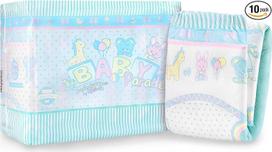 LittleForBig Reguliuojamos sauskelnės suaugusiems su užtrauktukais, su spauda, 10 vnt. - Baby Parade (vidutinės 71-96 cm)