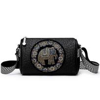 New Elephant Pattern Women's One-shoulder Diagonal Strap Bag Large Capacity Diamond-inlaid Mummy Bag black