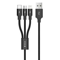 Devia Kintone Series 3In1 Tube, USB to Lightning, MicroUSB, Type-C, 1,2m, juodas USB laidas
