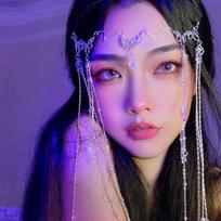 Zhao Lusi Inspired Hanfu Tassel Headdress with Forehead and Veil Accessories