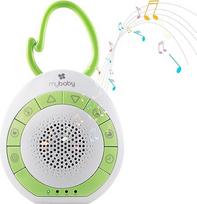 "MyBaby SoundSpa" su raminančiais garsais, miego pagalba kūdikiams ir vaikams su lopšinėmis ir natūraliais garsais, tokiais kaip širdies tonai, baltasis triukšmas, užmigti padedantis jūros garsas, laikmačio funkcija.