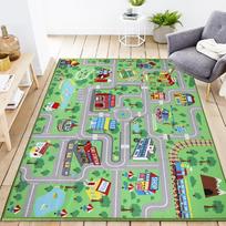 Capslpad Vaikų žaidimų kilimėlis 150 x 200 cm Ypač didelis "City Life" kilimėlis Automobilių lenktynių kilimėlis Švietimo kelių kilimėlis Žaidimų kilimėlis žaidimų kambariui Kūdikių Lopšelis Berniukas Vaikų kambarys Miegamasis