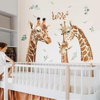 decalmile Sienų lipdukas Džiunglių gyvūnai Žirafa Sienų lipdukas Safari Žirafa Lapai Sienų lipdukas Nursery Kūdikių kambarys Miegamojo Sienų apdaila