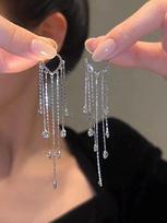 Trendy 2023 High-End French Retro Tassel Earrings for Autumn/Winter sidabras