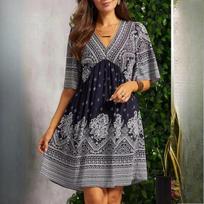 GMXIA Summer Women's Holiday Ethnic Dress XXXXXL našlaitės violetinė spalva