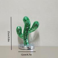 Reflective Disco Ball Cactus Ornaments: Creative Indoor Glass Decorations for Christmas žalia