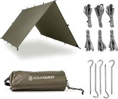 "Aqua Quest Safari" palapinės tentas - 100 % atsparus vandeniui, lengvas SilNylon Bushcraft palapinės tentas - 3 x 2,1 m, 3 x 3 m, 4 x 3 m, 4,5 x 4,5 m arba 6 x 4 m, rudos alyvuogių, pilkos, žalios, "true terrain camo", "boulder camo" arba "woodland camo"