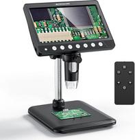 "Ashfly" LCD skaitmeninis mikroskopas monetoms, 7 colių 1080P USB mikroskopas, 50X-500X skiriamoji geba, mikroskopas su 8 reguliuojamomis LED lemputėmis, suderinamas su kompiuterio vaizdu, idealiai tinka vaikams ir suaugusiesiems