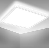 "B.K.Licht" - vonios kambario lubų šviestuvas su netiesiogine šviesa, itin plokščias, neutralios baltos šviesos spalvos, LED lubų šviestuvas, LED skydelis, vonios kambario šviestuvas, virtuvės šviestuvas, drėgnų patalpų šviestuvas, 29 x 29 x 3,5 cm, balta