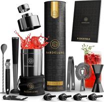 "BarDeluxe®" kokteilių rinkinys 12 dalių, barmeno rinkinys, kokteilių maišytuvo rinkinys, 750 ml nerūdijančio plieno kokteilių maišytuvas, kokteilių maišytuvo rinkinys, barmeno rinkinys, prabangus kokteilių dovanų rinkinys