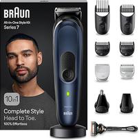 "Braun MGK7410 All-In-One Beard Care Bodygroomer Set", "10-in-1" barzdos žoliapjovė / barzdaskutė, nosies plaukų žoliapjovė, vyrų plaukų žoliapjovė, atspari vandeniui, 100 minučių belaidžio veikimo laikas