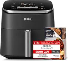 "Cosori TurboBlaze Airfryer", "9-in-1" oro keptuvė XXL 6L, tylus nuolatinės srovės variklis su 5 ventiliatoriaus greičiais, kepimas, keptuvė, keptuvė, keptuvė, kepsninė, dehidratacija, šaldytuvas, 87 receptai, 64 % energijos taupymas, 95 % mažiau aliejaus