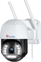 "Ctronics" 4K 8 MP lauko stebėjimo kamera, "WiFi", 2,4 GHz/5 GHz dviejų dažnių "WiFi" PTZ IP kamera lauke su asmens / transporto priemonės aptikimo funkcija, automatiniu sekimu, 355°/90° pasukimo kampu, spalvotu naktiniu matymu, IP66
