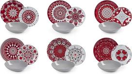 "Excelsa Mandala Red" 18 dalių pietų servizas, įvairiaspalvis