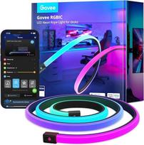 "Govee RGBIC Gaming Neon LED Strip" 3 m ilgio neoninė LED juosta, suderinama su "Razer Chroma", 11 muzikos, 64+ scenos, galima supjaustyti pagal dydį, RGB programėlės valdymas, žaidimai