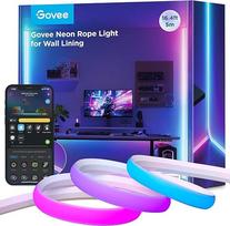 "Govee" neoninė LED juosta grindjuostei, RGBIC LED juosta, 5 m ilgio, suderinama su sienų linijomis ir kampais, sinchronizuojama su muzika, galima pjaustyti pagal dydį, neoninė šviesos dekoracija svetainei, žaidimų kambariui, miegamajam