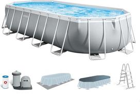"Intex" 610 cm x 305 cm x 122 cm ovalus su baseino prizmės rėmu, baseino rinkinys