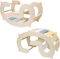 "Labebe Montessori" laipiojimo arka, specialus "Macaroon" laipiojimo trikampis vaikams, "2-in-1" laipiojimo rėmas ir supamasis arklys iš medžio, skirtas vaikams nuo 1 metų