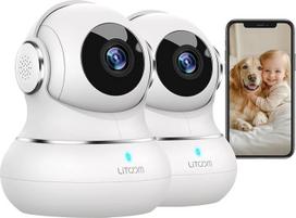 "Little Elf" stebėjimo kamera, 2K kūdikių monitorius su kamera, "WiFi" IP kamera su judesio aptikimo funkcija, naktinio matymo funkcija, dvipusio garso funkcija, šunų kamera, palaikanti programėlės valdymą ir nuotolinį pavojaus signalą, 2 vnt.
