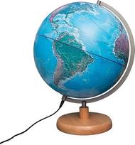 "Magellan Mora" šviečiantis 30 cm skersmens medinis gaublys su topografinio žemėlapio atvaizdu Šviečiantis geografinio žemėlapio atvaizdas 30 cm