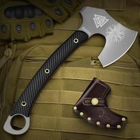 "NedFoss" kirvis "Survival", išgyvenimo kirvis su dėklu, gera bušido įranga, pilnas liežuvėlis, lauko kirvis, pagamintas iš vientiso plieno, bušido kirvis, stovyklavimo kirvis su G10 rankena, gera lauko įranga (WJR)