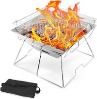 "Odoland" sulankstomas laužavietės grilis Camping Fire Pit su krepšiu 304 nerūdijančio plieno grilio vartai Heavy Duty nešiojamas (L(43*43*31cm)