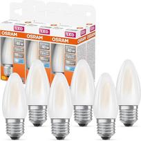 "Osram LED Star Classic B40" LED lemputė, skirta E27 lizdui, žvakės formos, GL FR, 470 liumenų, šaltai balta (4000 K), keičianti įprastines 40 W lemputes, nestumdoma, 6 vnt. pakuotė