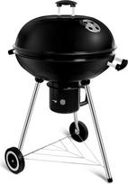"SunJas" medžio anglių kepsninė su dangčiu, apvalus kepsninės skersmuo 57 cm, medžio anglių kepsninės vežimėlis su ratukais, BBQ kepsninė, juodas emalis