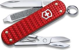 "VICTORINOX Classic Precious Alox" kišeninis peilis, 5 funkcijų daugiafunkcinis peilis su žirklėmis, atsuktuvu, raktų pakabuku, dovanų dėžutė, ikoniškos raudonos spalvos
