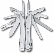 "VICTORINOX Swiss Tool Spirit MX Clip", 24 funkcijų daugiafunkcinis įrankis su replėmis, atsuktuvu, skardinių atidarytuvu, sidabrinės spalvos