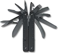 "VICTORINOX Swiss Tool Spirit MXBS", 26 funkcijų daugiafunkcinis įrankis su replėmis, atsuktuvu, skardinių atidarytuvu, nailoniniu diržo krepšeliu, juodas