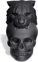 AWNL Leopardo galvos ornamentas su matiniu obsidiano natūralaus brangakmenio galvos skulptūra Statulos namų dekoras, 4,8 * 3,5 * 5,9 cm