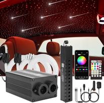 CHINLY "Bluetooth" Meteoras 12 W RGBW Twinkle LED šviesolaidžio optinio pluošto žvaigždžių lubų žibintų rinkinys Programa / nuotolinio valdymo pultas 450 vnt. x 0,75 mm x 3 m namams / automobiliui