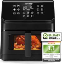 COSORI karšto oro keptuvė "Air Fryer", 12-in-1 oro keptuvė XXL 6,2 l, karšto oro keptuvė su peržiūros langu ir purtymo priminimu, 80 receptų, 55 % energijos taupymas, krepšiai, kuriuos galima plauti indaplovėje